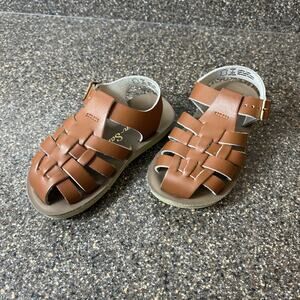Sun-San Sandal Hoyway Brown Split Leather Little Kids Toddler Size 7 Casual Shoe